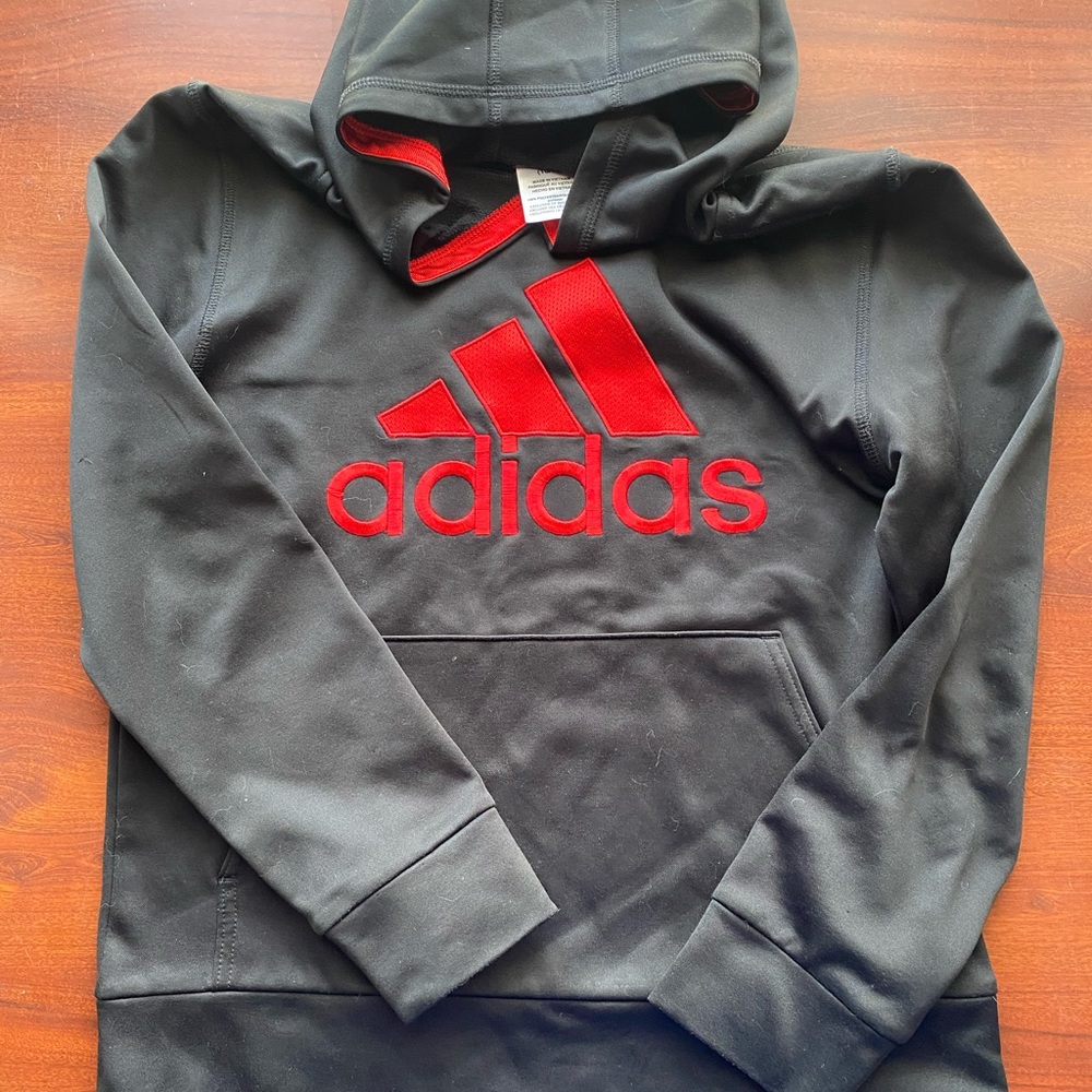 Black and Red Adidas Boys Sweatshirt/Hoodie Size 10/12